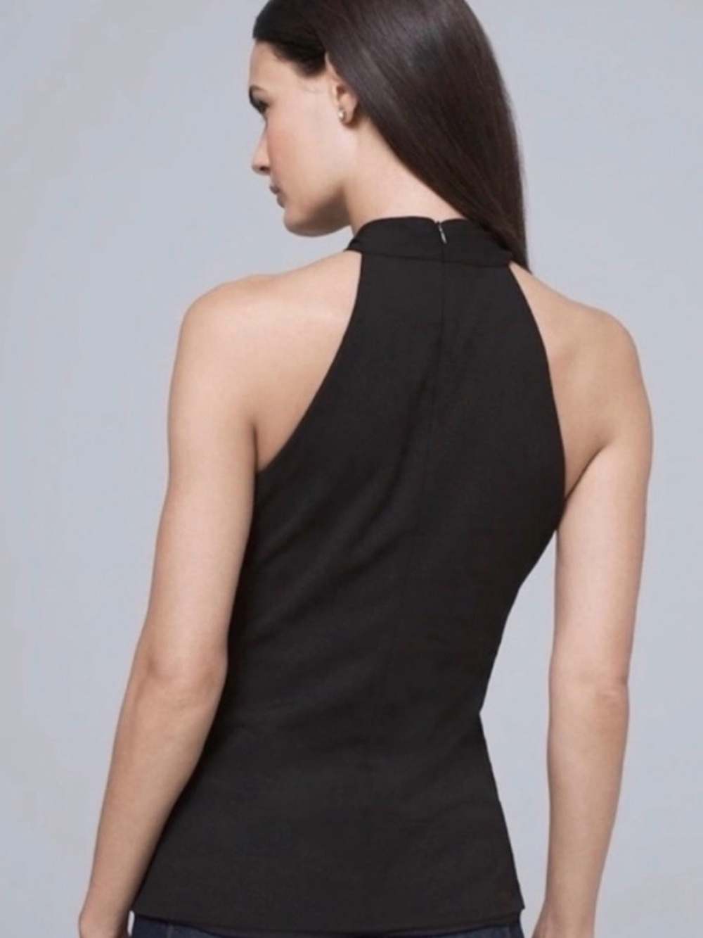 White House Black Market Black Strapless Twist-Neck Top - Picture 2 of 6